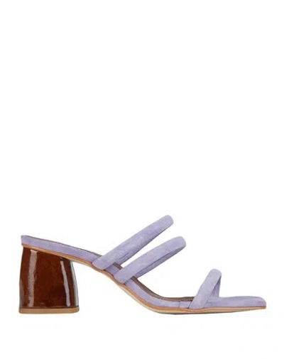 Alohas Woman Sandals Lilac Size 10 Soft Leather In Purple