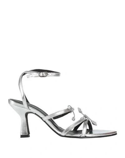 Alohas Woman Sandals Silver Size 7.5 Leather