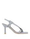 Alohas Woman Sandals Sky Blue Size 10 Leather In Blue