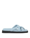 Alohas Woman Sandals Sky Blue Size 6 Leather In Blue