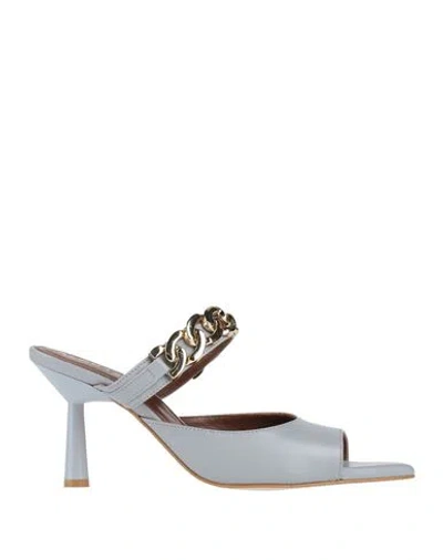 Alohas Woman Sandals Sky Blue Size 7.5 Leather In Gray