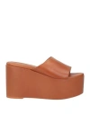 Alohas Woman Sandals Tan Size 10 Leather In Animal Print