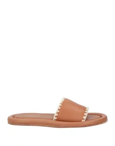 Alohas Woman Sandals Tan Size 5 Leather In Black
