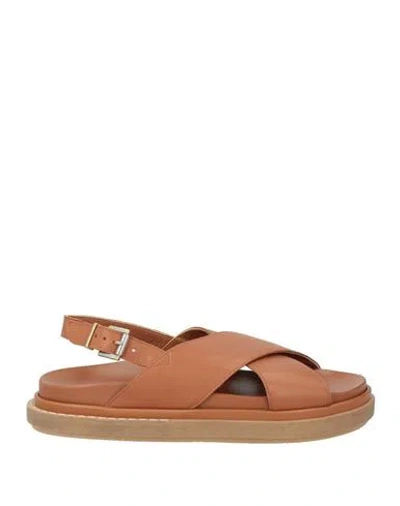 Alohas Woman Sandals Tan Size 7.5 Leather In Brown