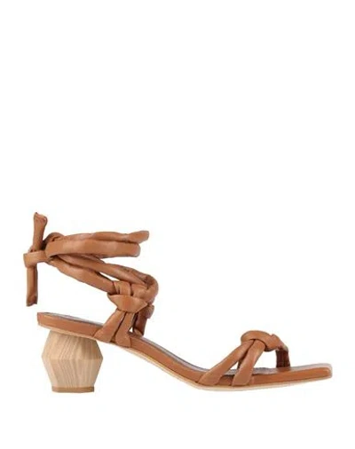 Alohas Woman Sandals Tan Size 8.5 Leather In Brown