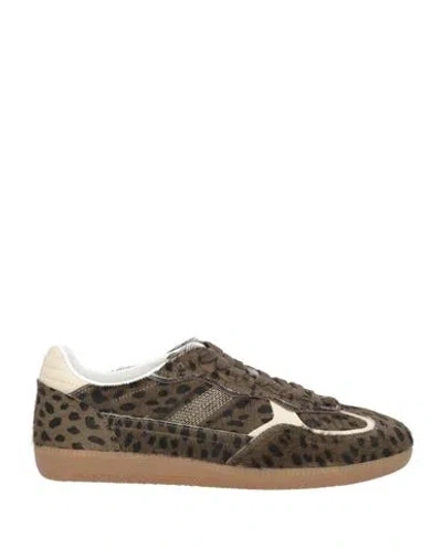 Alohas Woman Sneakers Military Green Size 7.5 Leather In Multi