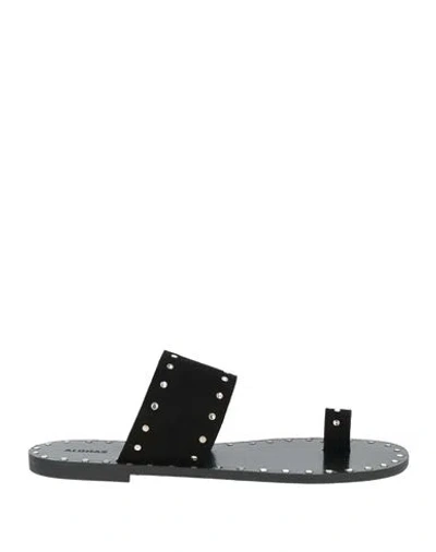 Alohas Woman Thong Sandal Black Size 7.5 Leather