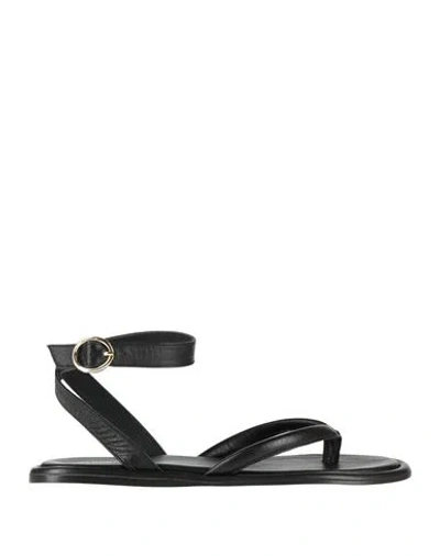 Alohas Woman Thong Sandal Black Size 8.5 Leather