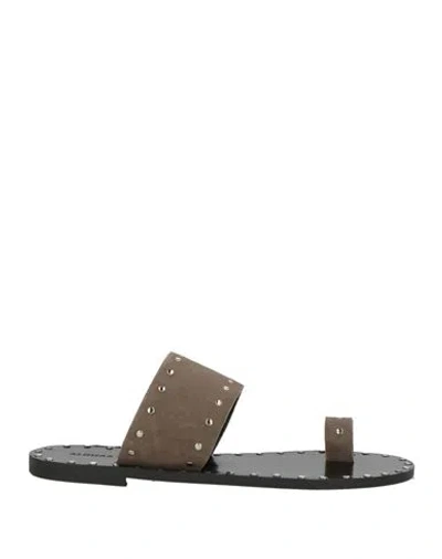 Alohas Woman Thong Sandal Charcoal Size 5 Leather In Gray