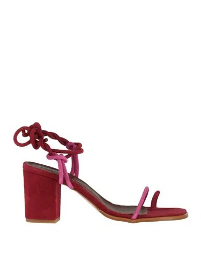 Alohas Woman Thong Sandal Garnet Size 7.5 Leather In Red