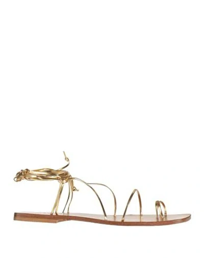 Alohas Woman Thong Sandal Gold Size 6.5 Leather