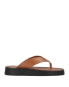Alohas Woman Thong Sandal Tan Size 9 Bovine Leather In Brown