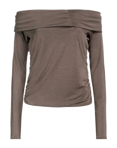 Alohas Woman T-shirt Grey Size S Tencel In Brown