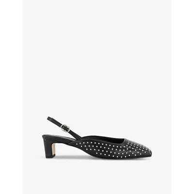 Alohas Womens Black Lindy Square-toe Leather Heeled Pumps