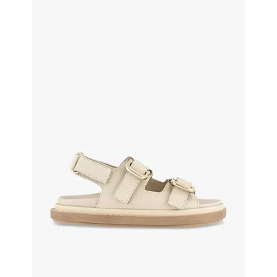 Alohas Womens Cream Harper Buckle-straps Leather Sandals