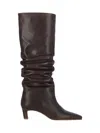 Alohas 50mm Kalila Gathered Leather Tall Boots In Brown