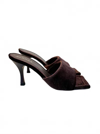 Alohas Women's Puffy Velvet Block Heel In Coffee Brown