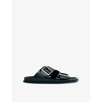 Alohas Womens Black Leather Alba Flat Leather Sandals Eur 40 / 7 Uk