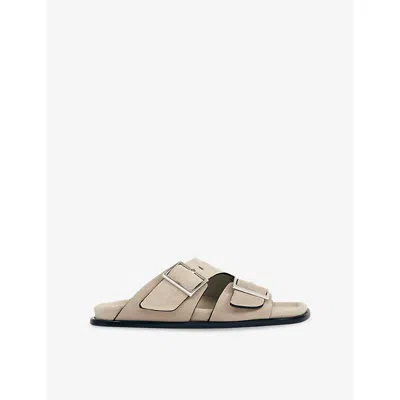 Alohas Alba Double Buckle Slide Sandals In Neutral