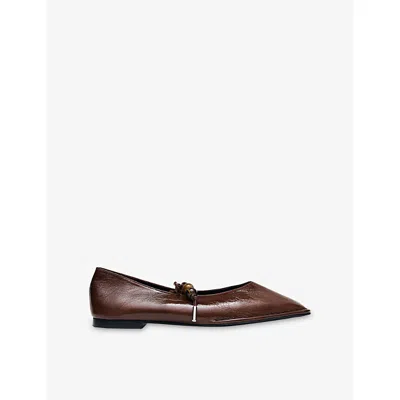 Alohas Bead-embellished Square-toe Ballet Flats In Burgundy