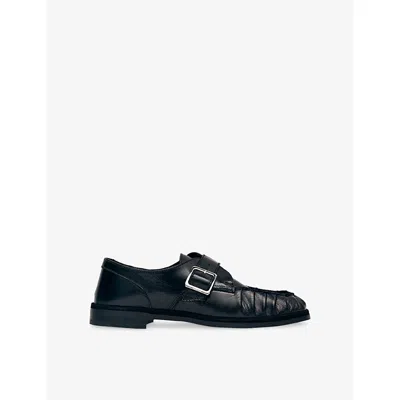 Alohas Womens Brandy Leather Loafers Black Leather Eur 39 / 6 Uk In Animal Print