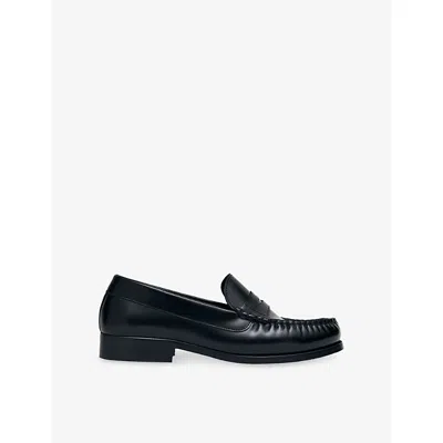 Alohas Womens Black Leather Rivet Leather Loafers Eur 38/5 Uk In Multi