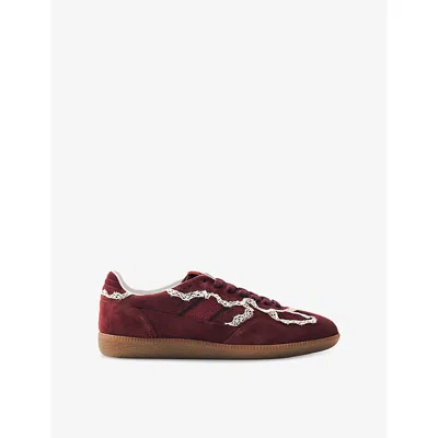 ALOHAS WOMENS BURGUNDY TB.490 CROTCHET SUEDE LOW-TOP TRAINERS EUR 37 / 4 UK