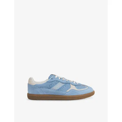 Alohas Light Blue Suede Sneakers With Cream Accents And Contrast Details