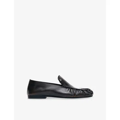 Alohas Womens Gabe Leather Loafers Vintage Effect Brown Lea Eur 39 / 6 Uk In Black