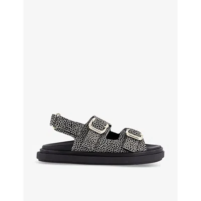 Alohas Womens Soft Grey Harper Two-strap Leather Sandals