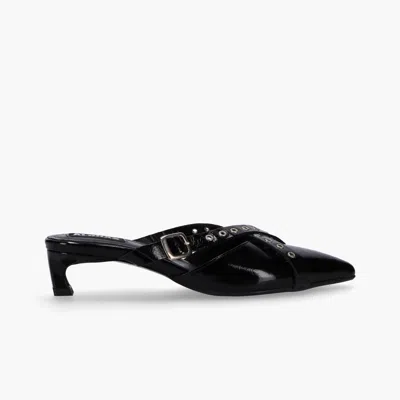Alohas Zyra Onix Black Leather Mules In Multi