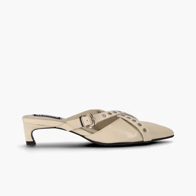 Alohas Zyra Onix Cream Leather Mules In Creme