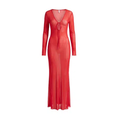 Aloma Studio Women's Améthyste Maxi Mesh Dress - Red
