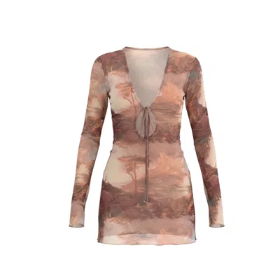 Aloma Studio Women's Améthyste Mini Mesh Dress - Brown Print