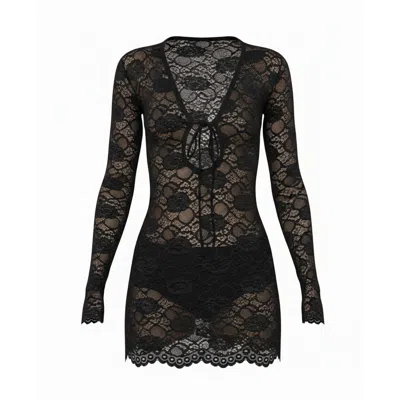 Aloma Studio Women's Améthyste Mini Mesh Dress - One Size - Black Lace