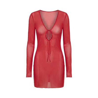 Aloma Studio Women's Améthyste Mini Mesh Dress - Red