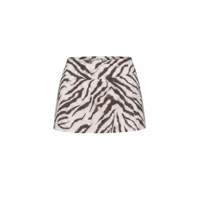 Aloma Studio Women's Black / Brown / White Zebra-print Mini Skirt In Multi