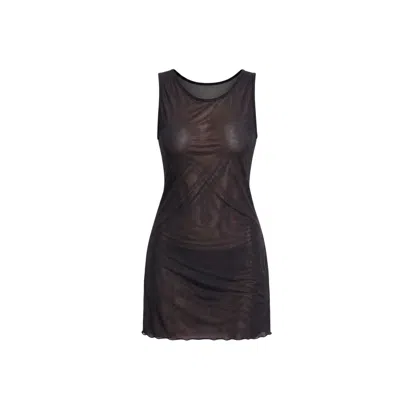 Aloma Studio Women's Black Noir Sheer Mesh Mini Dress