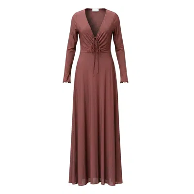 Aloma Studio Women's Brown Améthyste Maxi Mesh Dress - Chestnut