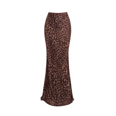 Aloma Studio Women's Brown Aura Maxi Skirt - Leopard