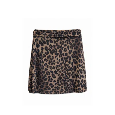 Aloma Studio Women's Brown / Black / Yellow Aura Mini Skirt-leopard-print In Multi