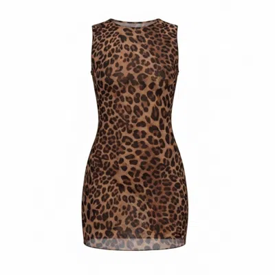 Aloma Studio Women's Brown Soleil Mini Dress - One Size - Leopard Print In Animal Print