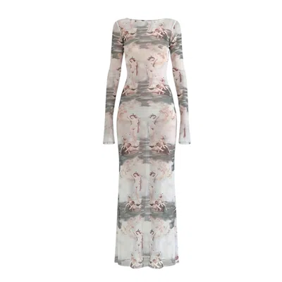 Aloma Studio Women's Brume Maxi Mesh Dress - Grey Print In Gray