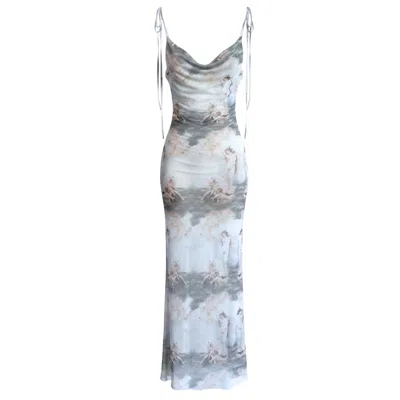 Aloma Studio Women's Énigme Maxi Mesh Dress - Grey Print In Gray