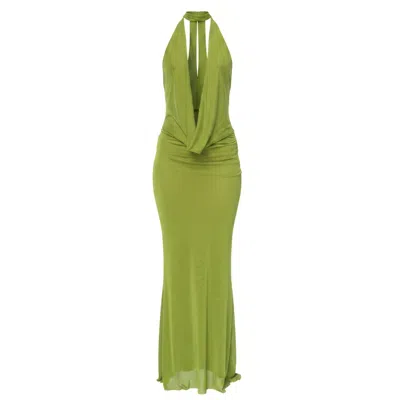 Aloma Studio Women's Frisson Maxi Mesh Dress - One Size - Olive Green