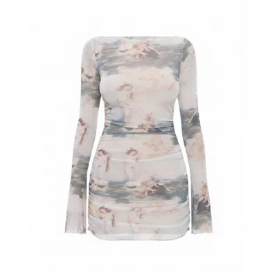 Aloma Studio Women's Mystère Mini Mesh Dress - One Size - Grey Print In Gray