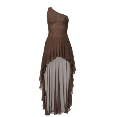 Aloma Studio Women's Sirène Maxi Mesh Dress - One Size - Brown In Multi