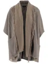 Alonpi Fringe-detail Cashmere Poncho In Brown