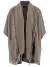 Alonpi Fringe-detail Cashmere Poncho In Brown
