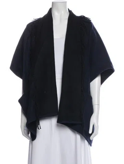 Pre-owned Alonpi Cashmere Cashmere Open Front Sweater In Blue